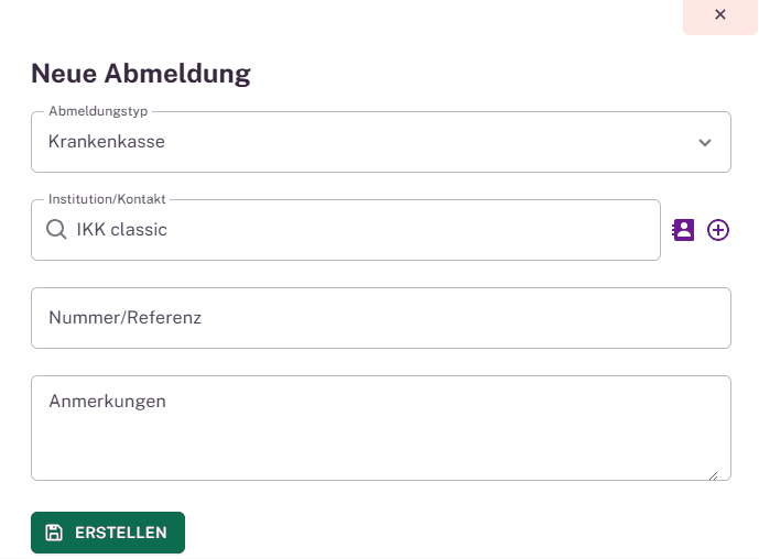 Abmeldung in der memilius Bestattersoftware hinterlegen